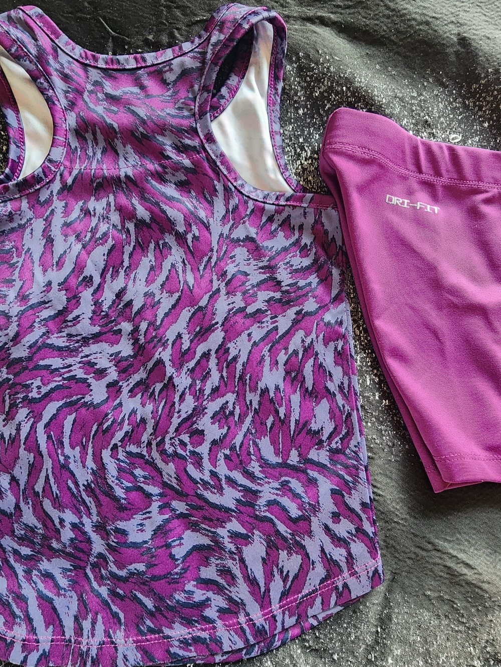 Nike Girls' Purple Dri-FIT Tank & Shorts Set - Neon Swoosh - Picture 3 of 3